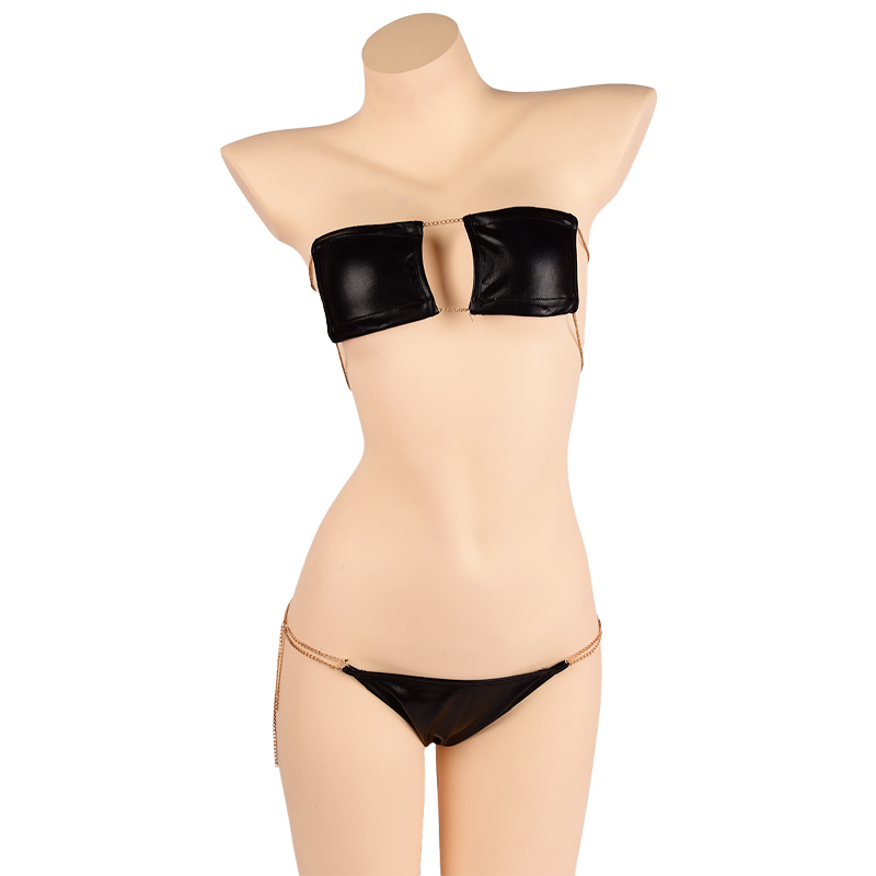 叶子媚性感比基尼金链漆皮三点式