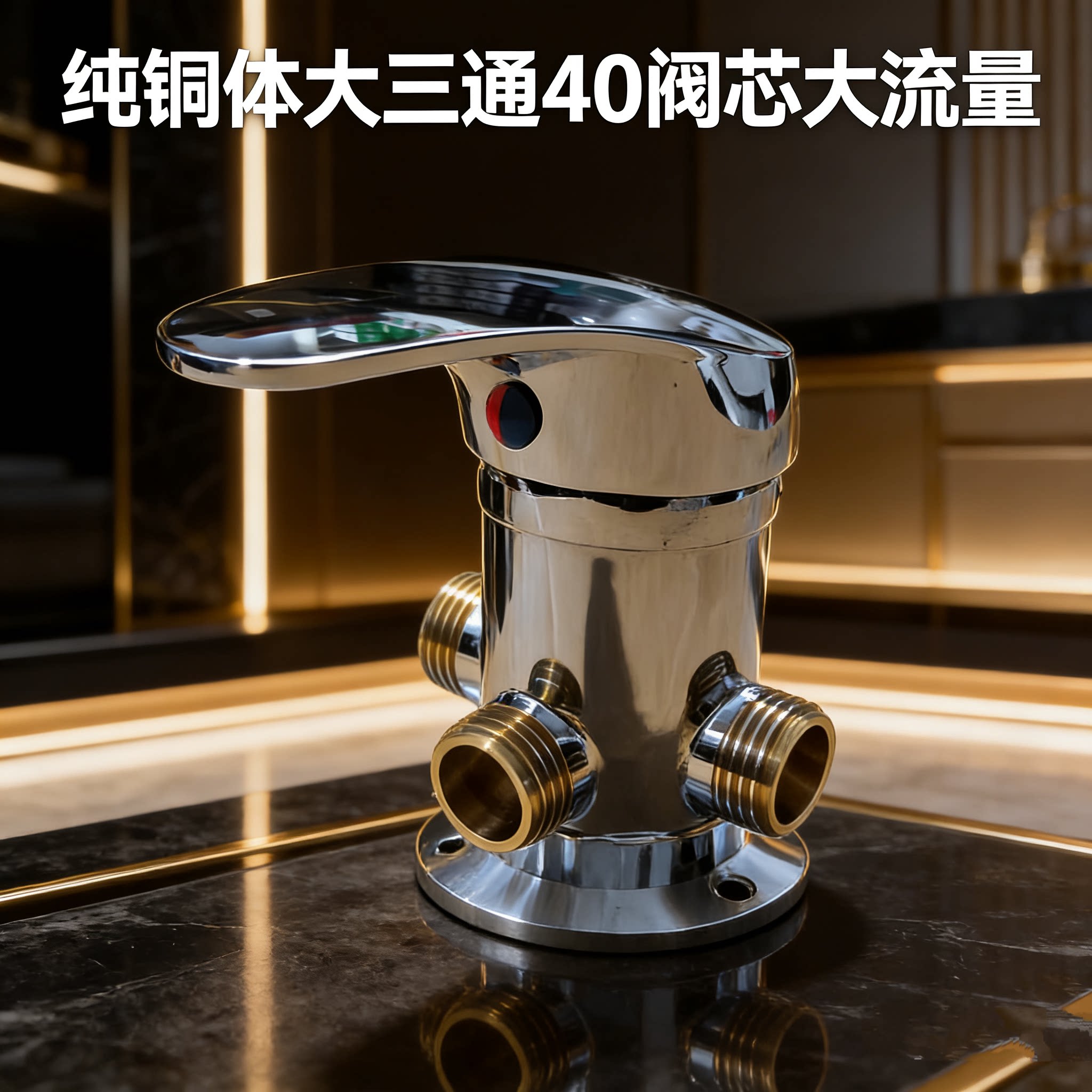 太阳能热水器混水阀明装调温阀花洒大三通淋浴冷热开关带上水通用图片