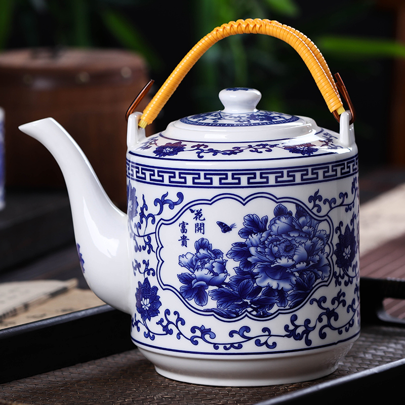大容量耐高温陶瓷凉水茶壶青花瓷器家用冷水壶景德镇可直接装开水