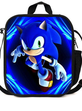 厂家货源SONIC索尼克午餐包学生野餐包牛津布卡通印花手提饭盒袋