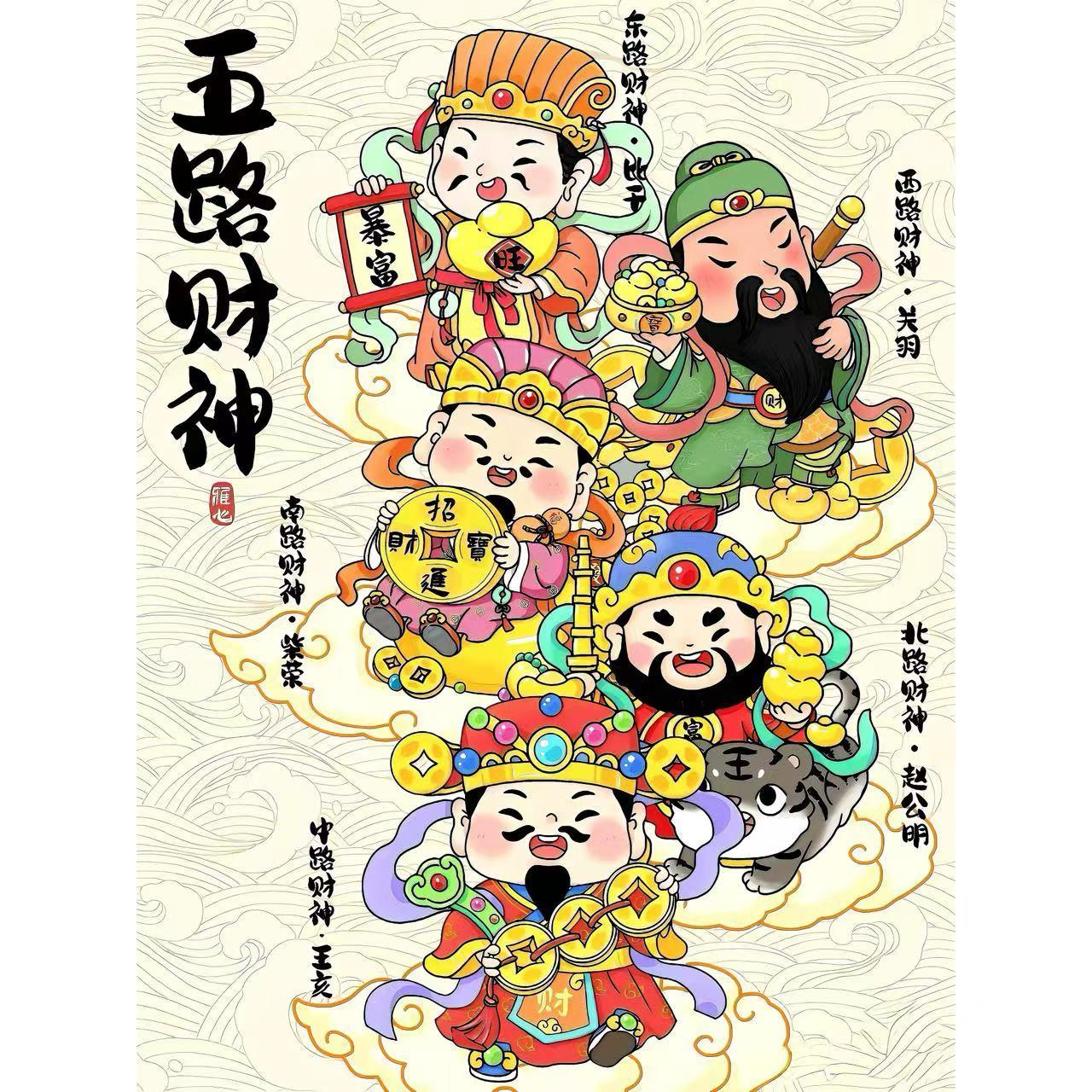 新款卡通可爱财神爷贴画财源滚滚招财进宝墙贴玻璃门装饰壁画贴纸图片
