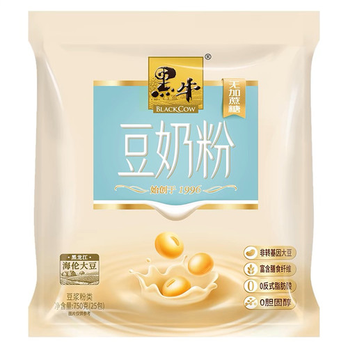 黑牛豆奶粉无加蔗糖750g/袋内含独立小包装