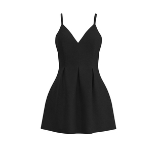 UR&DC2025夏季新款法式简约气质收腰显瘦黑色吊带A字连衣裙小黑裙