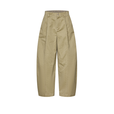 UR&DC2025秋季新款休闲工装琥珀流光风褶皱明线棉质锥形裤女长裤