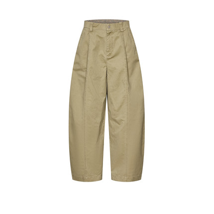 UR&DC2025秋季新款休闲工装琥珀流光风褶皱明线棉质锥形裤女长裤