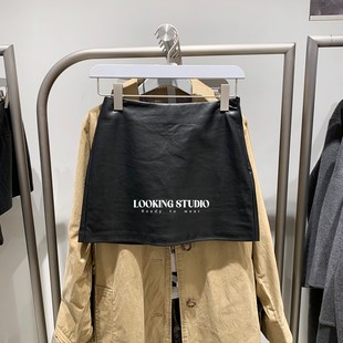 UR&DC2025秋季新款钟楚曦同款复古摩登超短款半裙A字短裙百搭皮裙