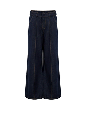 UR&DC2026春季新款休闲气质撞色明线立缝腰带牛仔长裤女微喇叭裤