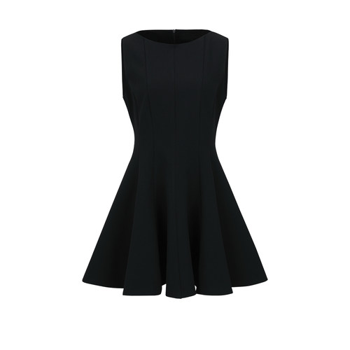 UR&DC2025夏季新款黑色高级气质摩登魅力收腰显瘦无袖连衣裙A字裙