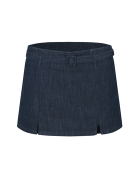 UR&DC2025夏季新款新中式复古休闲腰带装饰开衩牛仔短裤女A字裙裤