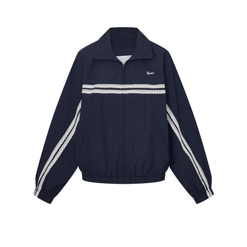 UR&DC2026春季新款休闲运动风蕾丝花边立领短款外套女薄款夹克衫