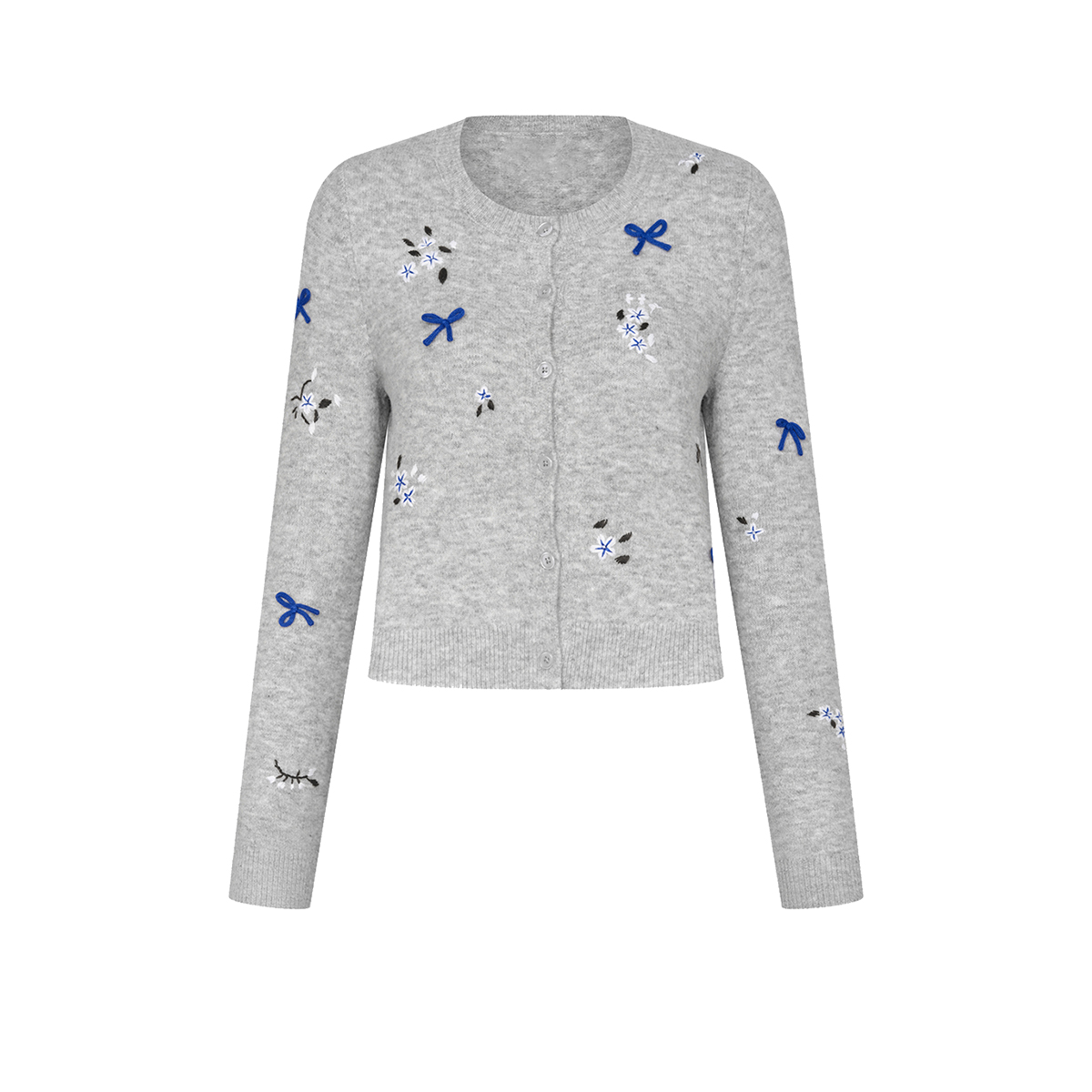 UR&DC2025春季新款法式气质蝴蝶结刺绣花新年战袍针织开衫女上衣