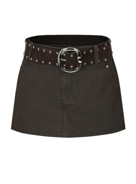 UR&DC2026春季新款复古风潮流摩登铆钉皮带装饰裙裤短裤女超短裙