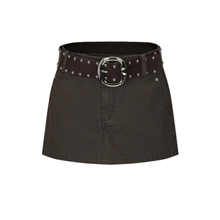 饰裙裤 UR&DC2026春季 新款 复古风潮流摩登铆钉皮带装 女超短裙 短裤