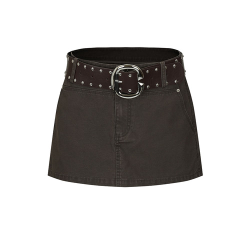 UR&DC2026春季新款复古风潮流摩登铆钉皮带装饰裙裤短裤女超短裙