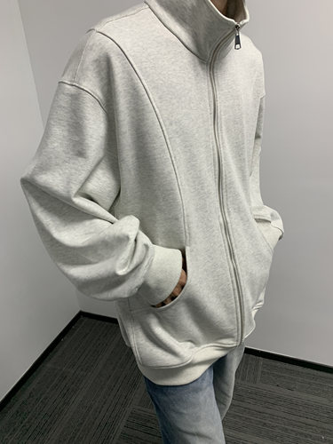 Lachute弯刀口袋立领拉链卫衣