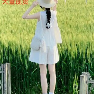 背心上衣裤 2025夏季 套装 穿搭小个子甜美减龄娃娃衫 子两件套女 裙裤