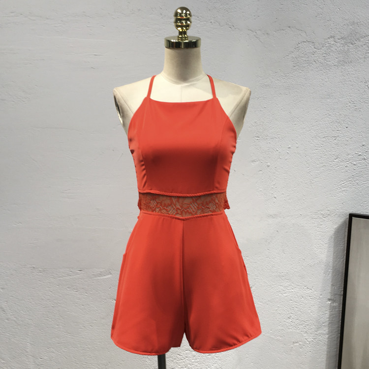 Foreign trade of the original single temperament Western style Lace Mosaic Hollow Sleeveless Self cultivation Significantly higher Show thin Straight Conjoined shortsin the Women's clothing/Boutique , Pants , Casual pants  category - from Buy2taobao.com to provide professional Taobao agent buy service