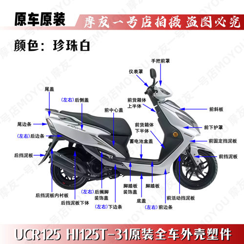 适用原装UCR125 HJ125T-31/31A全车外壳配件前围面板侧盖边条塑件