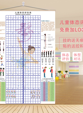 儿童体态评估表舞蹈模特跆拳道培训少儿体测网格身高站姿纠正墙图