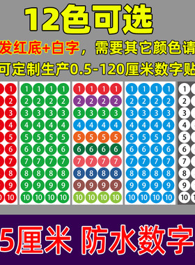防水数字贴12色可选防水耐磨