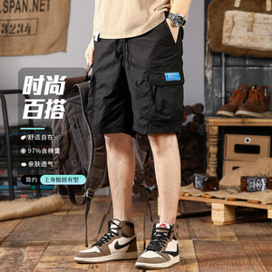 夏季薄款迷彩工装短裤男士潮牌修身五分裤宽松休闲运动中裤马裤子