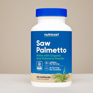 美国代成人男士有机锯棕榈Saw Palmetto 前列健康男性120粒植物