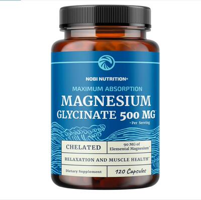 螯合甘氨酸镁500毫克肌肉放松骨骼心脏睡眠Magnesium Glycinate