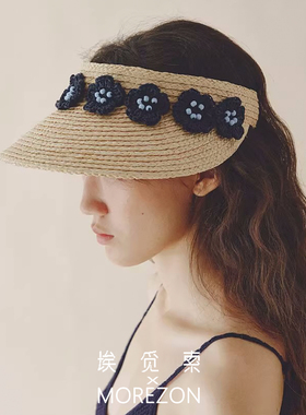 MOREZON【埃觅索】26SS春夏新款潮人花朵百搭拉菲草发箍遮阳帽子