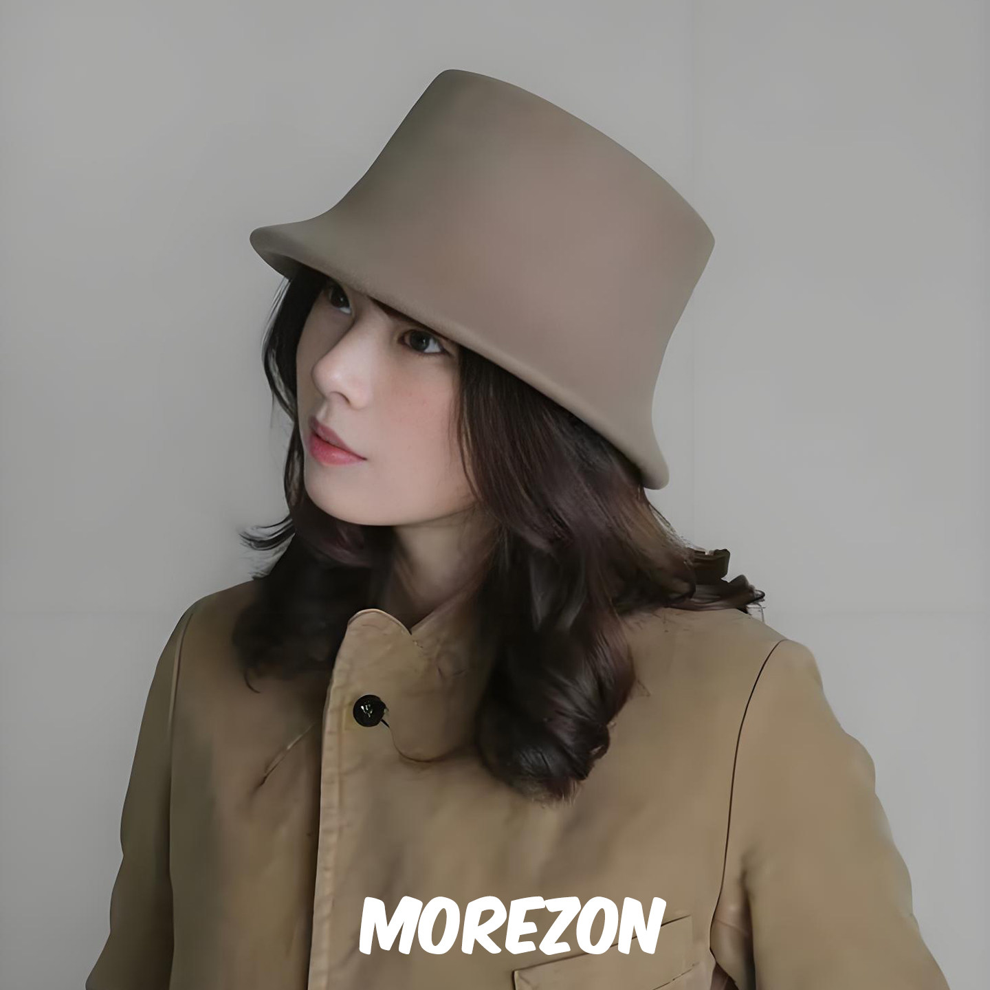MOREZON【KREUZZZ】25AW设计师手工新款中性简约卡其色羊绒渔夫帽