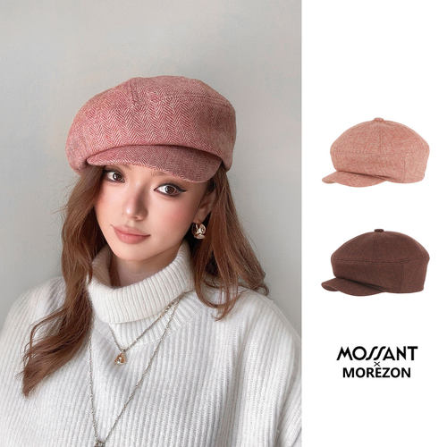 MOREZON【Mossant】26秋冬新款潮人复古经典百搭羊毛人字纹报童帽