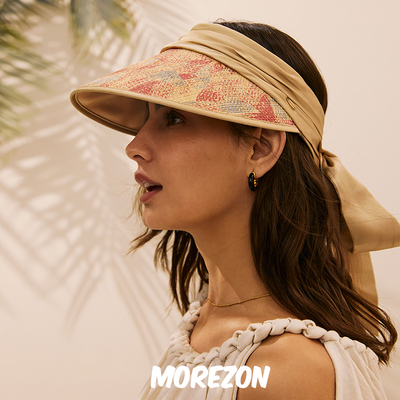 MOREZON【Mossant】设计师款25SS小众拉菲草桑蚕丝空顶大檐遮阳帽