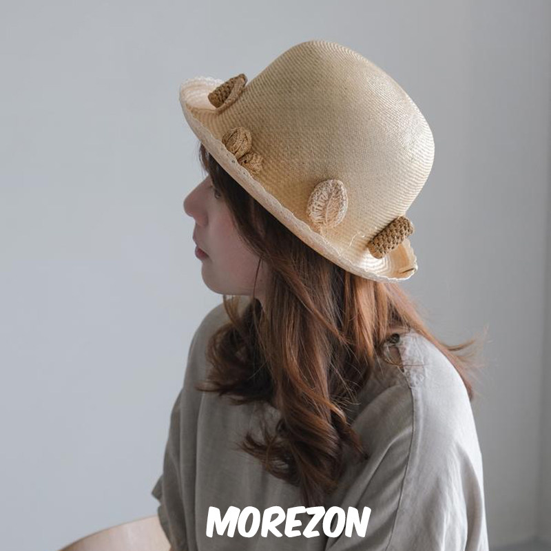 MOREZON【KREUZZZ】25SS超细马尼拉麻编织手钩鸟巢果实圆顶草帽女
