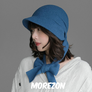 MOREZON【KREUZZZ】25AW设计师手工羊毛蝴蝶结鸭舌小软帽包头帽子