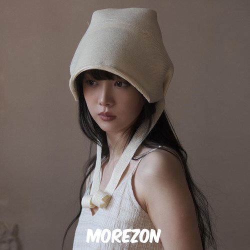 MOREZON【KREUZZZ】24春夏新款设计师手工百搭轻薄透气系带包头帽
