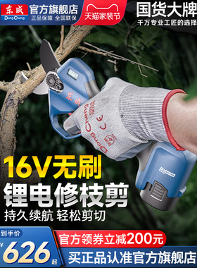 东成电动修枝剪修剪树枝粗枝剪刀果树园艺充电式锂电强力剪子东城