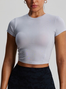 Oner同款短袖运动t恤女夏短款修身上衣瑜伽普拉提健身衣速干欧美