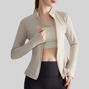 瑜伽服外套女秋冬运动健身修身显瘦长袖拉链立领外穿跑步外套高弹