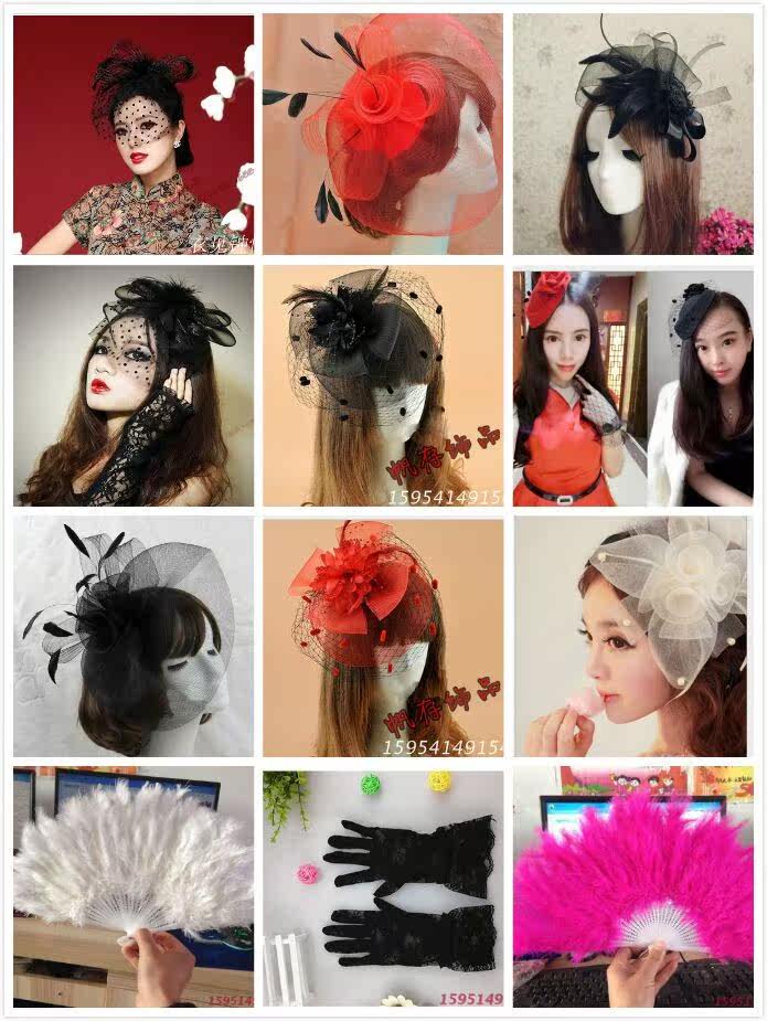 夜上海复古舞会演出新娘羽毛花朵面纱饰品蕾丝手套扇子舞旗袍头饰|ruв категории Женская одежда, костюм/национальная одежда/театр костюм, национальная одежда/этап погрузки - от Buy2taobao.com для оказания профессиональной услуги покупки агента Taobao