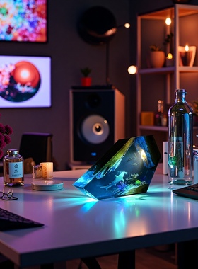 家居摆件树脂实木小夜灯日常礼物