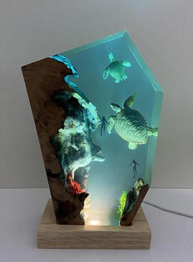 树脂摆件带灯光床头小夜灯氛围灯