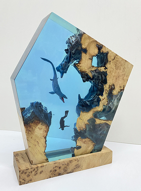 带灯光室内家居摆件实木树脂送礼