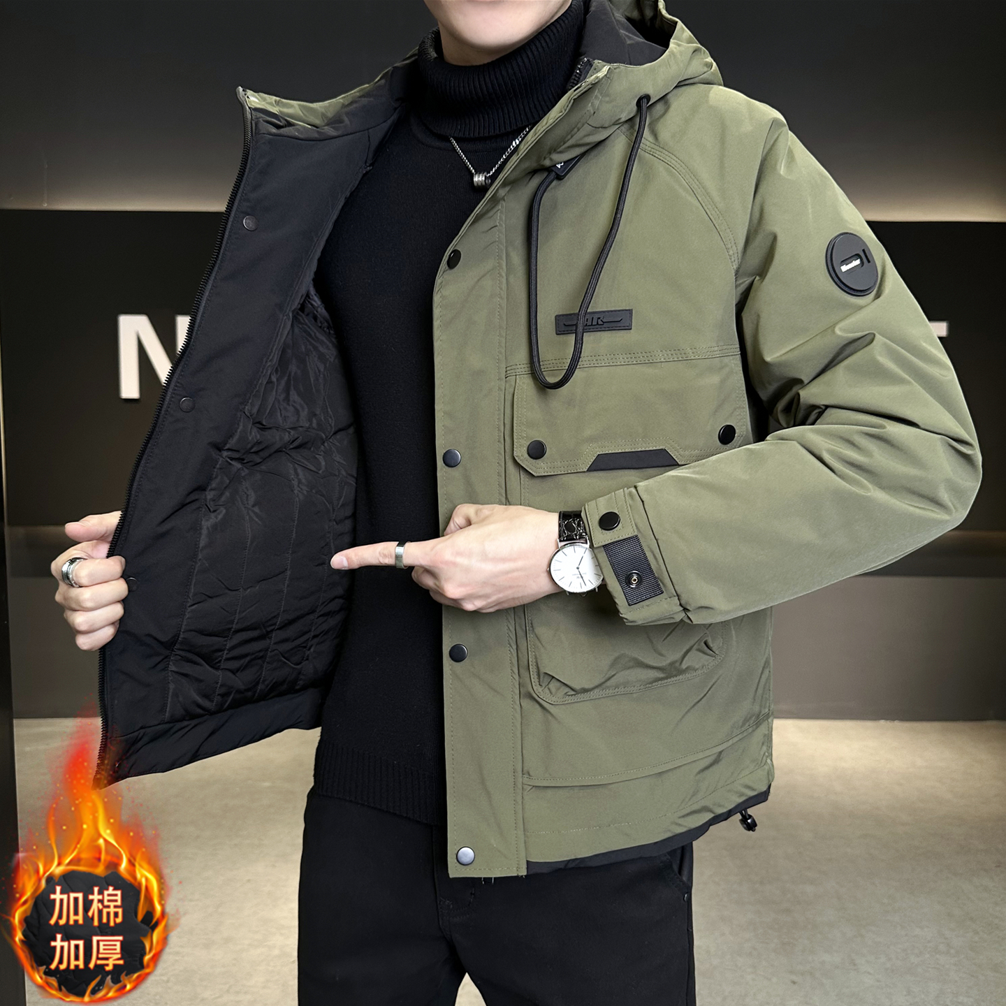 秋冬新款加厚保暖外套男