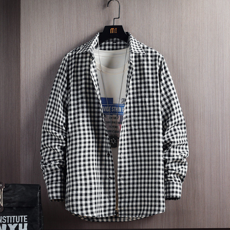 格纹衬衫男长袖春季韩版潮流格子衬衣休闲百搭上衣外套男装打底衫,男装,衬衫,淘宝优惠券,粉丝福利购,淘宝优惠卷