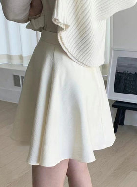 现货A型缎面波浪短裙女2026夏韩东大门白色波浪半身裙vegetab*e