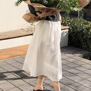 韩国东大门ounce同款高腰伞裙气质垂感中长款百搭半身裙夏季长裙