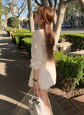 春季新款韩国东大门th*Barn*et纯色双层花边蕾丝短裙半身裙裤女