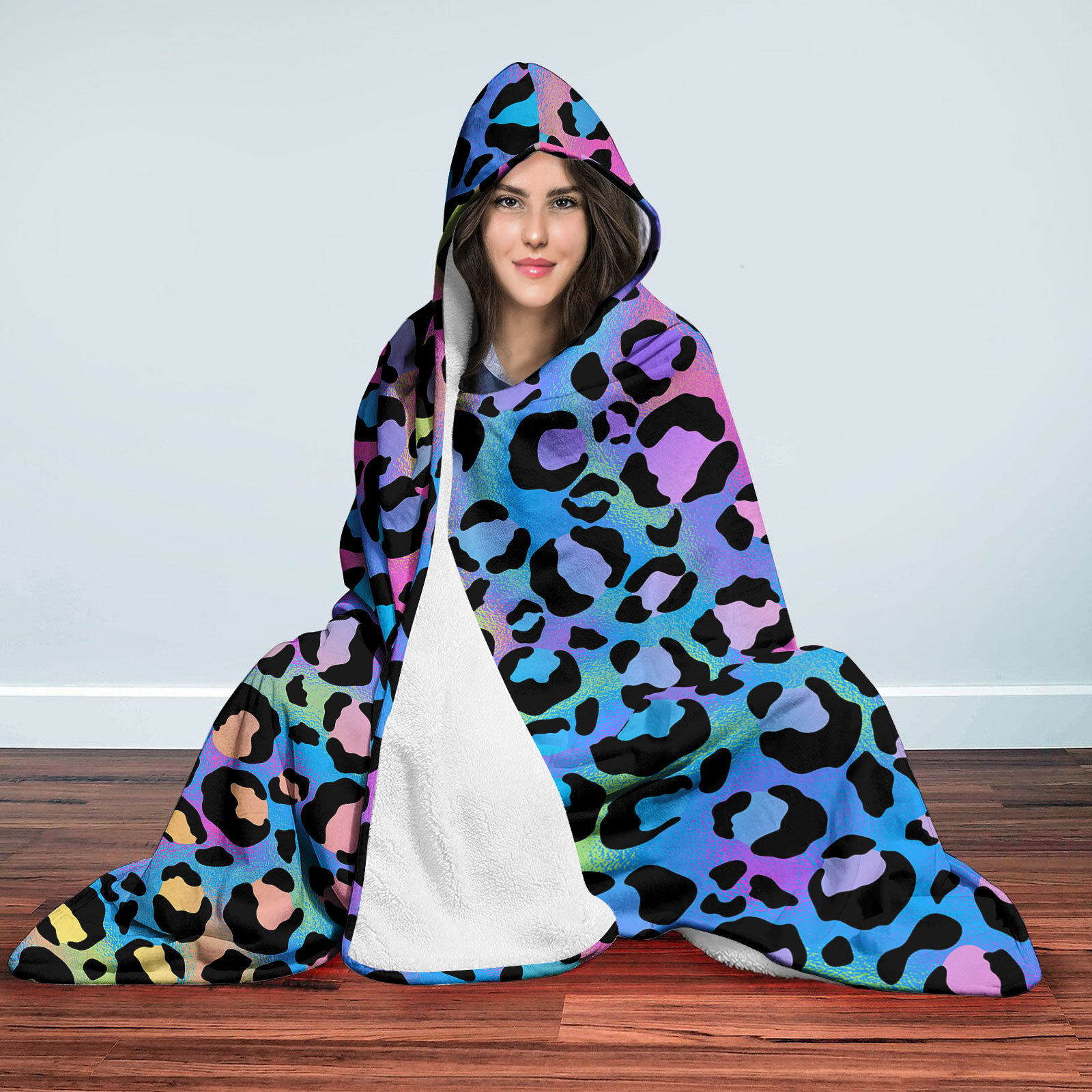 懒人毛毯斗篷魔法帽毯居家空调毯学生保暖午睡毯动物纹戴帽毯10