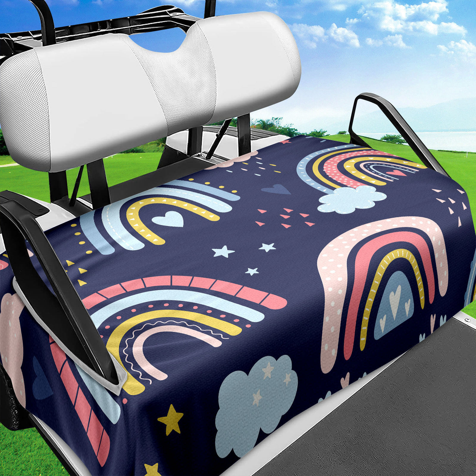 现货 高尔夫球易于安装观光车套彩虹款高尔夫球车座椅套毛巾毯9