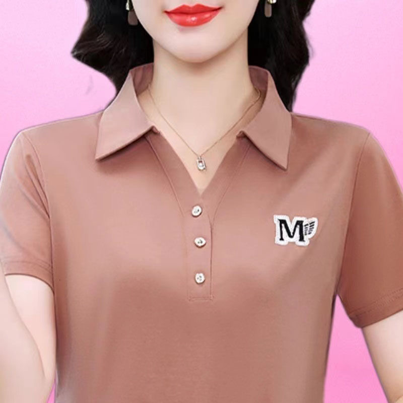 polo衫女士短袖t恤女2025新款夏季爆款休闲女装中年妈妈翻领体恤
