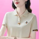 t恤女夏季 polo衫 翻领短袖 2025新款 中年妈妈运动休闲上衣大码 女装